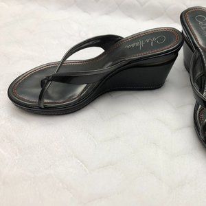 Cole Haan Black/Gun Metal Caprice Sandals with Air Bottoms Wedges Size: US 6.5 R